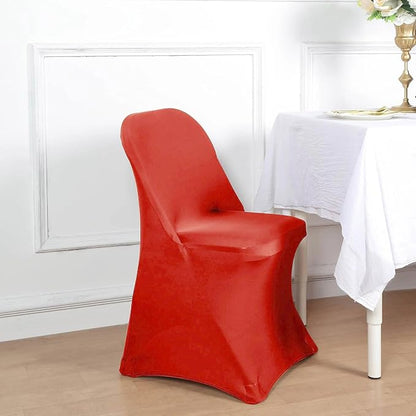 Efavormart 12 Pack Red Spandex Folding Slip On Chair Covers, Stretch Fitted Chair Covers - 160 GSM
