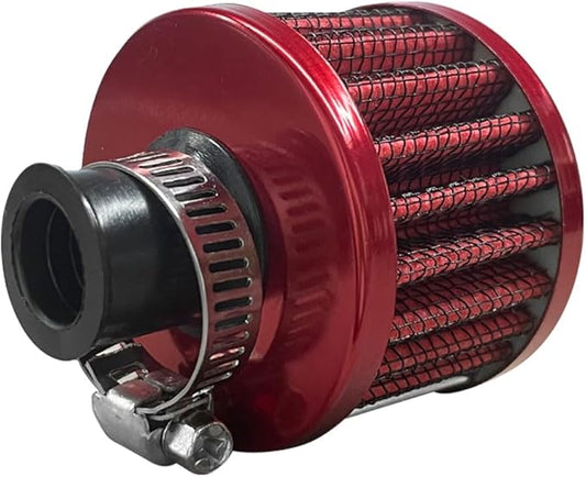 Car Breather Filter, 0.47"/12mm Cold Air Intake Filter Cleaner, Crankcase Vent Valve Cover Filter Breather, Automotive Air Filter for Most Car Motorcycle (Red)