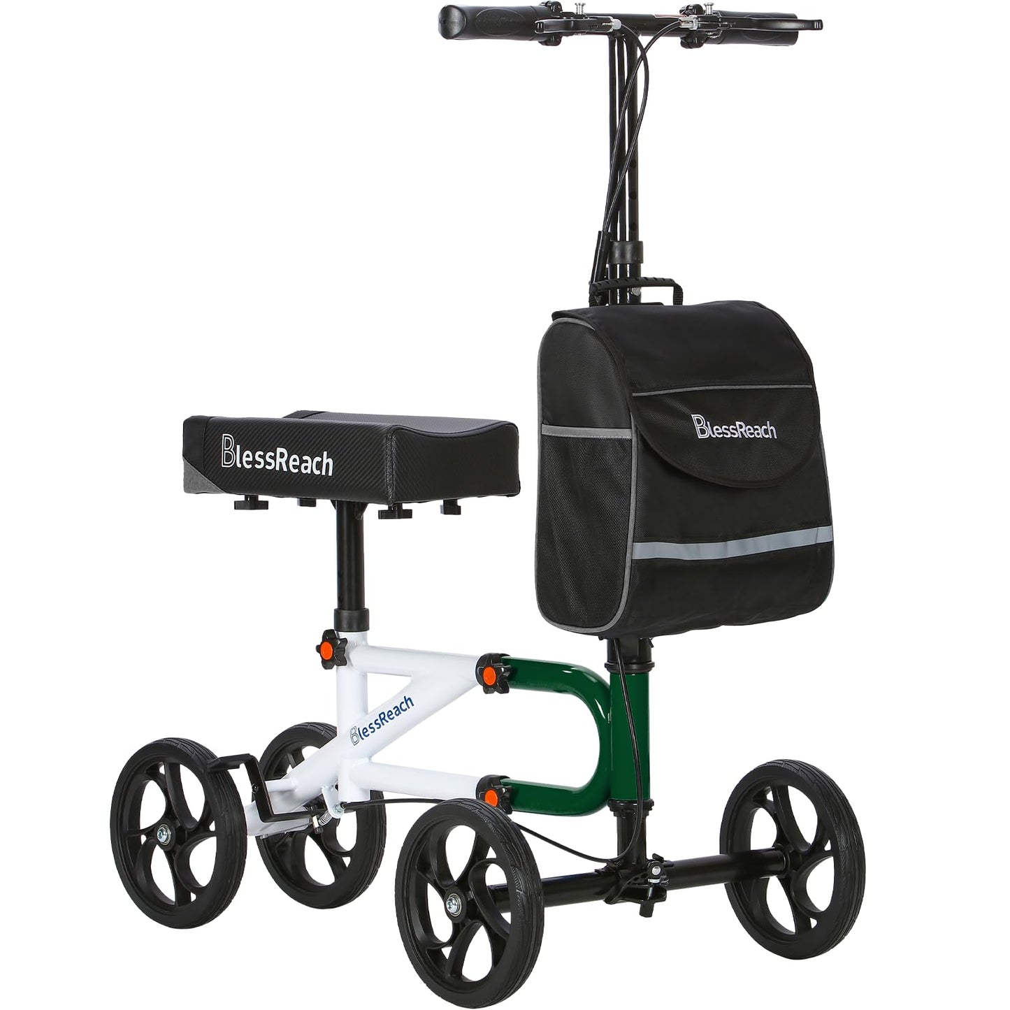 Knee Scooter Steerable Knee Walker for Foot Injuries Compact Crutch Alternative with Dual Braking System (Green)
