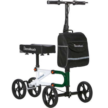 Knee Scooter Steerable Knee Walker for Foot Injuries Compact Crutch Alternative with Dual Braking System (Green)