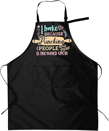 Apron With Pockets Cute Aprons Adjustable Neck Funny Waterproof And Oil-Proof Bib Fun Bibs Smock For Women Men