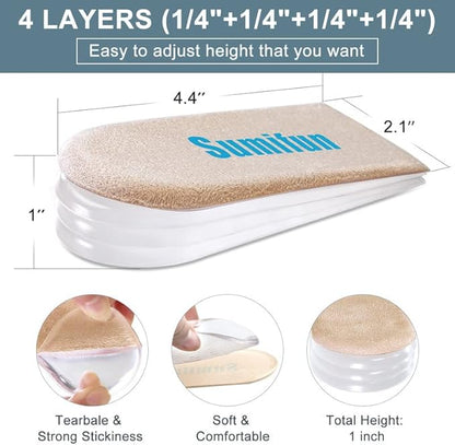 Sumifun Heel Lift, 3-Layer Gel Shoe Lifts for Women Uneven Legs, Adjustable Orthopedic Heel Lifts for Heel Pain and Leg Length Discrepancy, Heel Wedge Inserts 18" 28" 38" (Size S, 1 Pair)