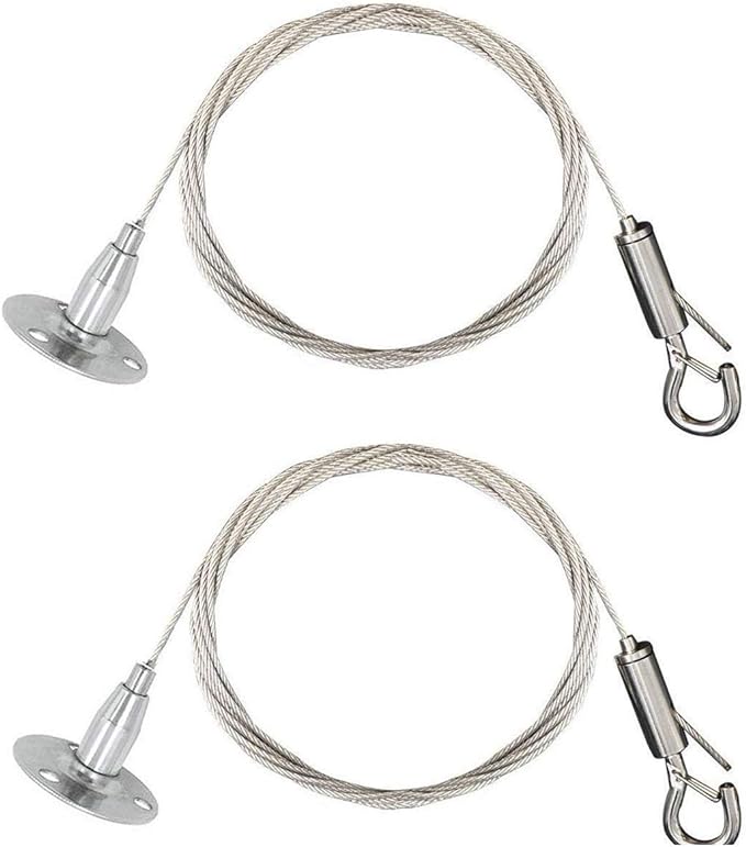 ZWIN 2m Adjustable Hanging Wire Kit - 1.5mm Heavy Duty Mirror Hanging Wire with Hook Wall Mount Suspension Cable for Picture, Photo, Light, LED Screen, Curtain, Holds Up to 30KG