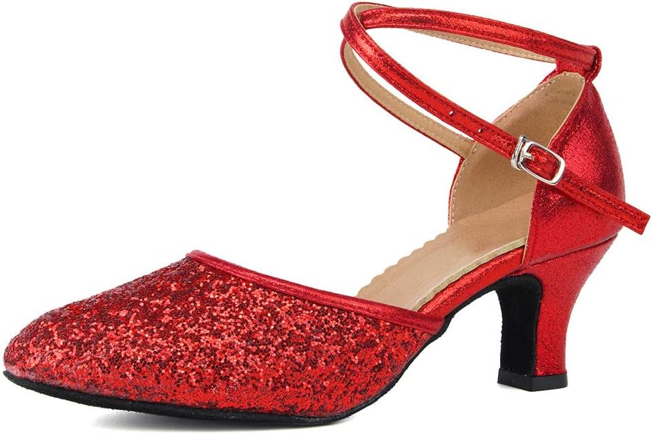 SWDZM Womens Latin Salsa Dance Shoes Professional Party Sequins Heels Ballroom Dancing Shoes