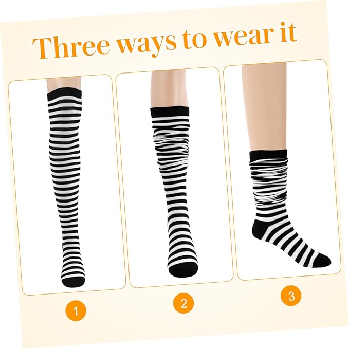 Black and grey Pinstriped Leg Socks Women's High Socks over The Knee