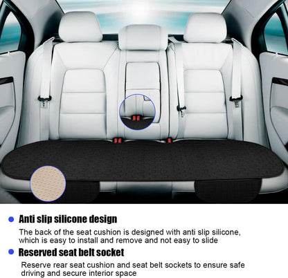 Osilly Car Back Seat Cover, Anti-Slip Long Vehicle Rear Bench Protectors with Storage Pocket, Breathable Comfortable Auto Interior Seating Bottom Protection Accessories, Universal Fit (Black)