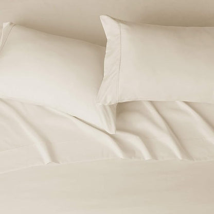 Basics Lightweight Super Soft, Breathable Easy Care Microfiber 4 Piece Bed Sheet Set with 14-Inch Deep Pockets, Queen, Beige, Solid