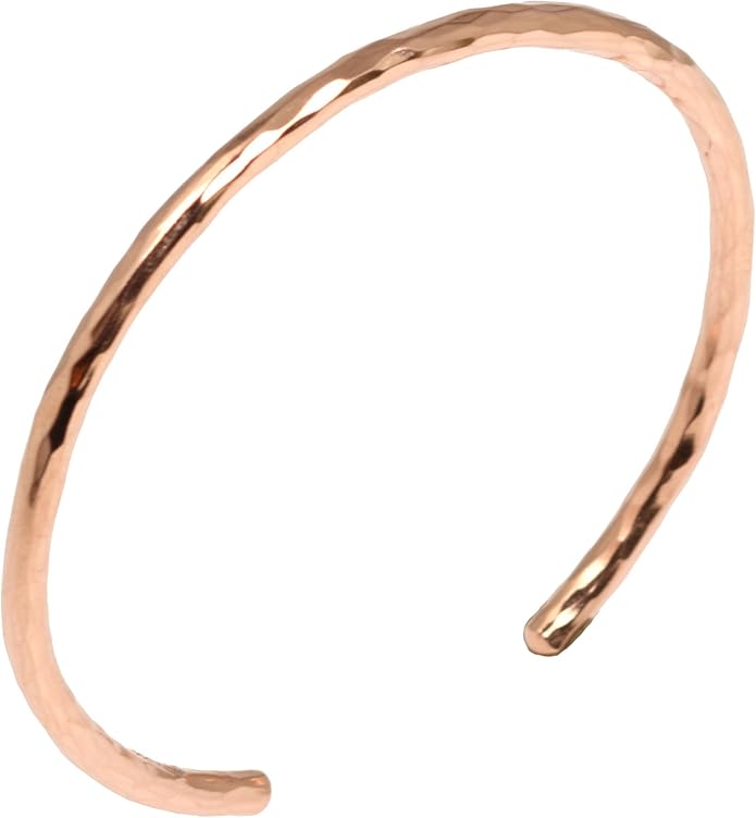 John S. Brana 3mm Hammered Copper Cuff Bracelet Handmade Jewelry - 100% Solid Uncoated Copper