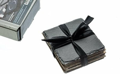 4 pc Set Grey Slate Coaster Natural Square Drink Placemats Drinks Cups Coasters