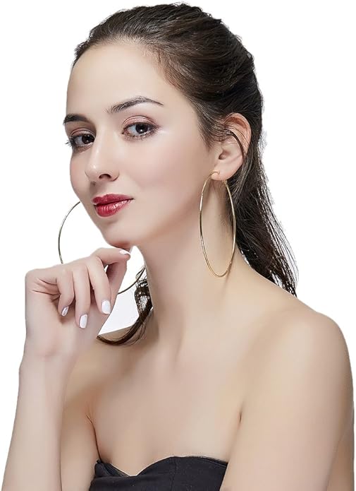 Hypoallergenic Extra Large Basketball Hoop Earrings for Women Men - Big Thin Hoop Earrings