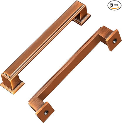 5 Inch Brushed Brown Square Cabinet Pulls, 5 Pack