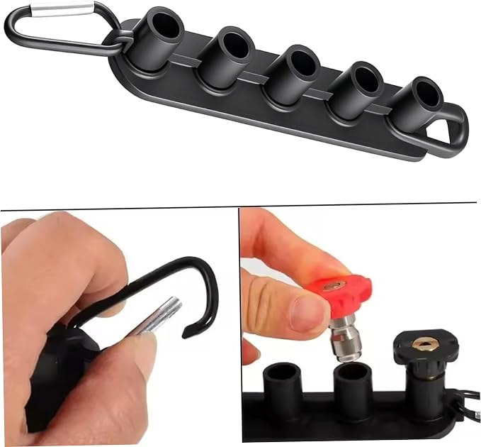 Pressure Washer Nozzle Holder, Rubber Pressure Washer Accessories with Clip, Great for 5 Tips, Nozzle Tips