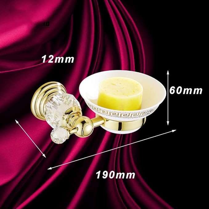Gold Bathroom Hardware Set - Solid Brass Double Towel Rings with Crystal Accents - Bath Accessories,IU