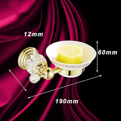 Gold Bathroom Hardware Set - Solid Brass Double Towel Rings with Crystal Accents - Bath Accessories,IU