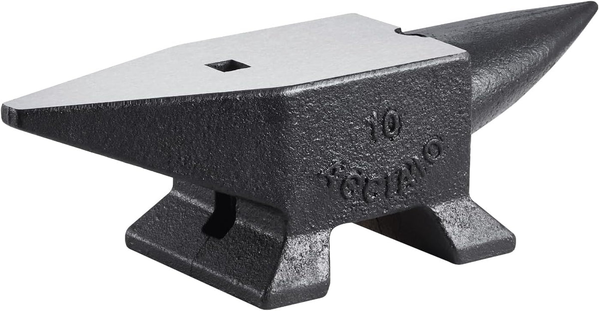 VEVOR Cast Steel Anvil, 22 Lbs(10kg) Double-Horn Anvil with Large Countertop and Stable Base, High Hardness Rugged Round Horn Anvil Blacksmith, for Bending, Shaping (Top has a little rust)