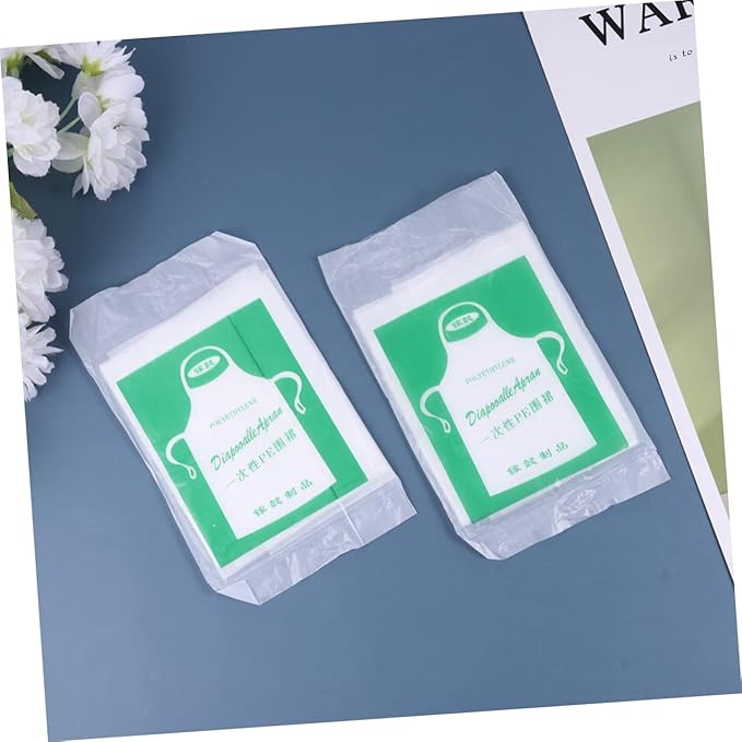 HOMSFOU 100pcs Disposable Plastic Apron for Kids Cooking Apron Waterproof Toddler Paint Smock Easy to Clean