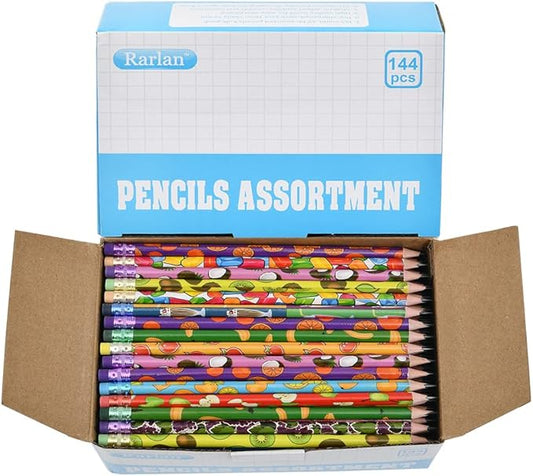 Pencil Assortment, 2 HB, Assorted Colorful Pencils for Kids, Pre-Sharpened,Bulk Pack, 144 Count Bulk Pack