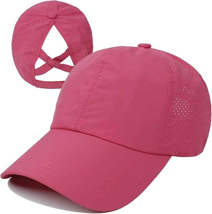 Womens Criss Cross Ponytail Hat Quick Drying Baseball Cap Sun Hats UV Protection Sport Cap