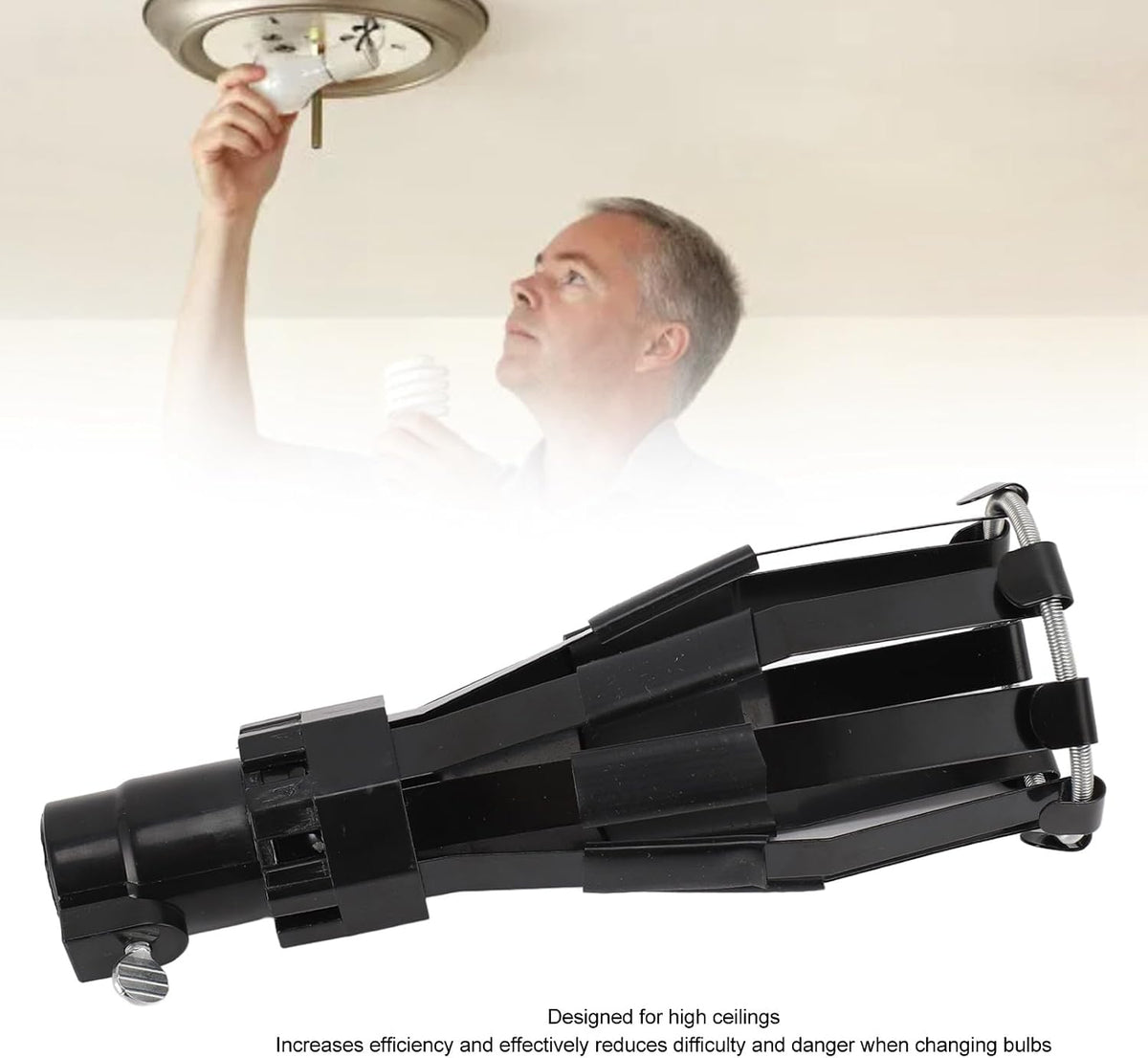 Light Bulb Changer, High Ceiling Bulb Changer, Firm Grip Basket Plastic Light Bulb Removal Tool for Ceiling Recessed Lights