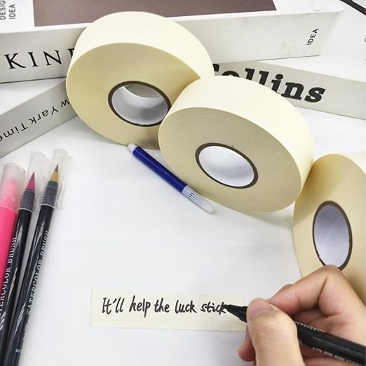 NETEHA 3 Rolls Painters Tape Masking Tape 1 Inch x 55 Yard, No Residue Adhesive Tape for Wall Painting, Decoration Labeling and DIY Crafts (Beige White)