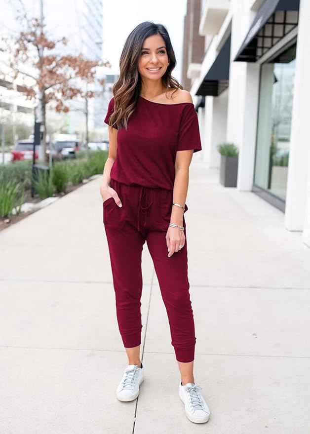 PRETTYGARDEN Jumpsuits for Women 2025 Summer Dressy Off Shoulder Romper Spring Vacation Travel Lounge Outfits Clothes
