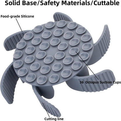 Keegud Slow Feeder Dog Bowls Insert [Octopus Suction Cups] Super Firm Slow Eating Dog Bowl [Cuttable] for Large Breed and Medium Size Dog Compatible with Regular and Elevated Dog Bowls (Turbine)