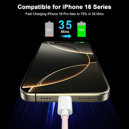 [Apple MFi Certified] iPhone 17 16 15 Charger Cord 10 FT, 2 Pack 60W USB C to USB C Charging Cable Cord Long for iPhone 17/17 Pro/17 Pro Max/Air/16/16 Pro/16 Pro Max/15/15 Pro Max, iPad Pro, Pink
