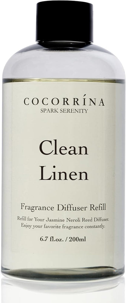 Cocorrna Clean Linen Scented Reed Diffuser Oil with 8 Sticks Fragrance for Bedroom, Bathroom, Oil Diffuser, Home Dcor, 6.7 oz. (200 ml)