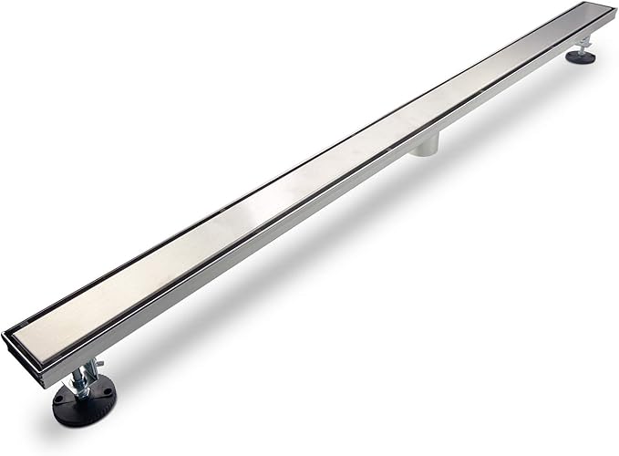 Linear Shower Drain, 72 inch Drain with 2-in-1 Tile Insert Cover, Brushed AISI 304 Stainless Steel Shower Floor Drain with Hair Catcher and Adjustable Feet