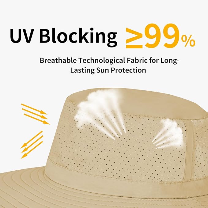 ZOORON Boonie Hat UPF 50+ Cooling Sun Hat for Men and Women,Wide Brim Bucket Hats with UV Protection for Safari Hiking Beach