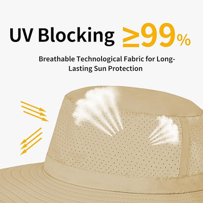 ZOORON Boonie Hat UPF 50+ Cooling Sun Hat for Men and Women,Wide Brim Bucket Hats with UV Protection for Safari Hiking Beach
