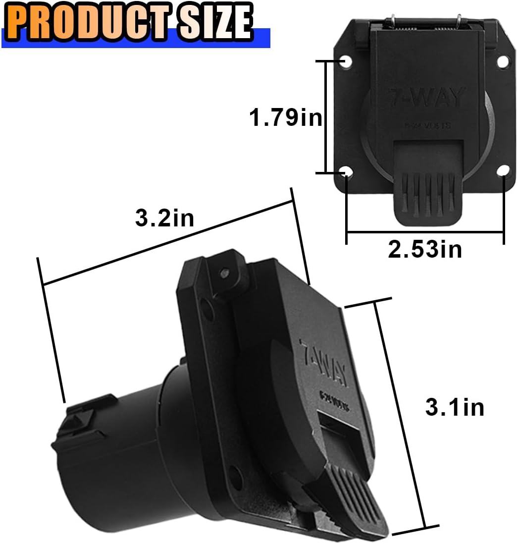Replacement 7-Way RV Blade Socket, USCAR to 7 Pin Trailer Connector for Ford, Chevy, Dodge, Silverado Trailer Plug, 7-Way Vehicle-Side Female-End Socket, Factory Tow Package & 7 Pin Socket Required