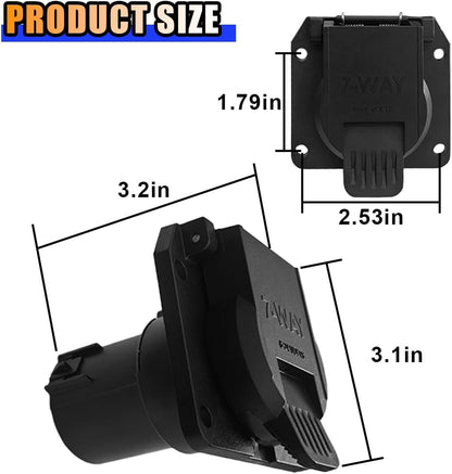 Replacement 7-Way RV Blade Socket, USCAR to 7 Pin Trailer Connector for Ford, Chevy, Dodge, Silverado Trailer Plug, 7-Way Vehicle-Side Female-End Socket, Factory Tow Package & 7 Pin Socket Required