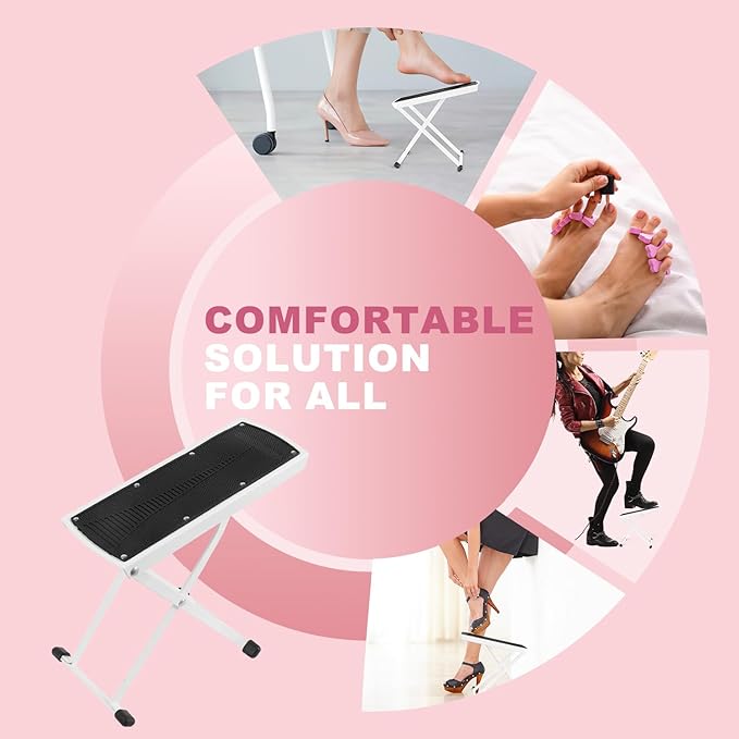 Pedicure Foot Rest, Adjustable Foot Stand with Non-Slip, Toe Separator - Easy at Home, No More Bending or Stretching, Beauty Pedicure Kit (White)
