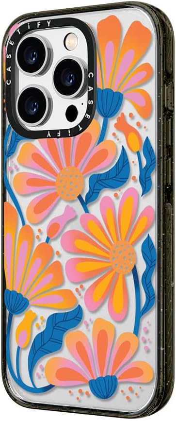 CASETiFY Impact iPhone 14 Pro Case 4X Military Grade Drop Tested  8.2ft Drop Protection - Lazy Daisy - Glossy Black