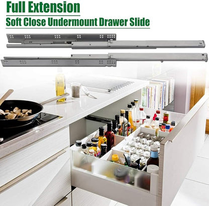 OCG Undermount Drawer Slides 21 inch (1 Pair), Full Extension Soft Close Concealed Drawer Runners, Come W Mounting Screws and Brackets, 1 Pair