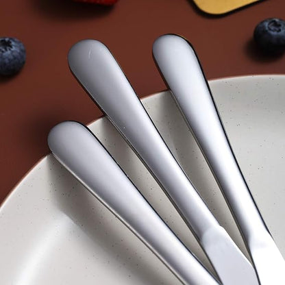 Berglander Dinner Knives Set Of 6, Stainless Steel Shiny Mirror Dinner Knife, Butter Knife Spreader Table Knives Sturdy And Dishwasher Safe