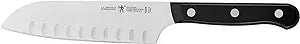 HENCKELS Solution Razor-Sharp Hollow Edge Santoku Knife 5.5 inch, German Engineered Informed by 100 Years of Mastery, BlackStainless Steel
