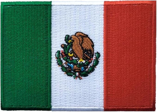 PatchClub Mexican Flag Patch, 3.15 inches - Iron On/Sew On, Parche Bandera de Mexico, Escudo Águila, Premium Embroidered - Colorful Border - Mexico Patch, Uniforme Emblema