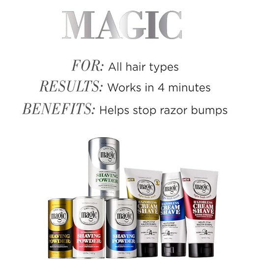 SoftSheen-Carson Magic Razorless Shaving Cream, Hair Removal Cream, Depilatory Cream, Works in 4 Minutes for Coarse, Curly Hair, 6 Oz
