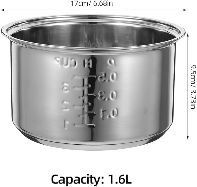 Stainless Steel Inner Pot for Rice Cookers Universal Replacement Insert for Electric Rice and Grain Cookers Cookware for Cooked Rice and Grains