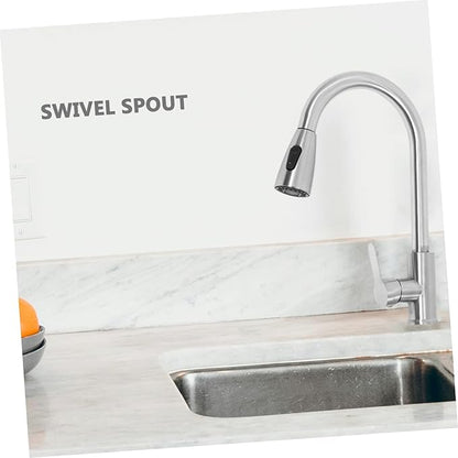 Stylish Single Hole Kitchen Faucet Pull Out Swivel Tap Mixer 304 Stainless Steel Easy to Clean Modern Brass Streamspray Mode for Twin Drainer Sinks