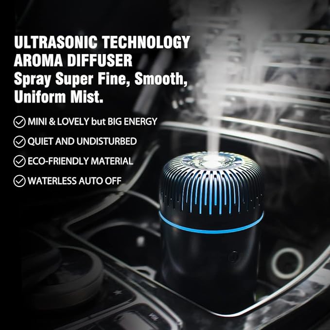 Unee Car Diffuser, 100ml USB Plug-in Mini Humidifier Diffuser for Essential Oil Diffuser Car Air Freshener Aromatherapy Diffuser(Black)