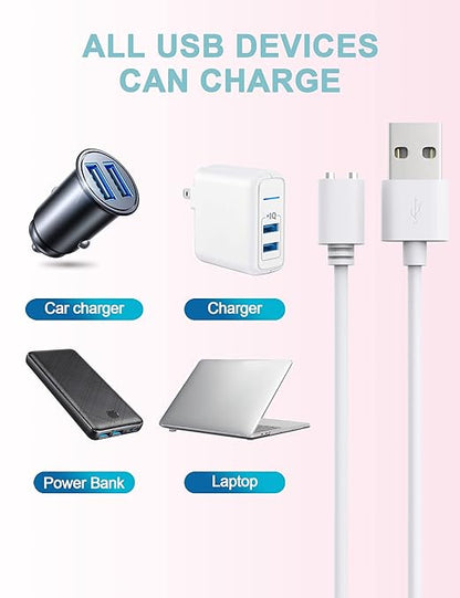 Bicmice 2.6Ft Magnetic USB DC Charger Cable Replacement Charging Cord - White(5mm/0.2in)
