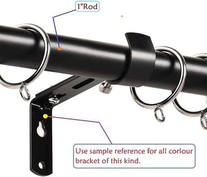 Adjustable Curtain Rod Bracket Or Rod Holder - for 7/8 or 1 Inch Rods-(Black,Set of 4)