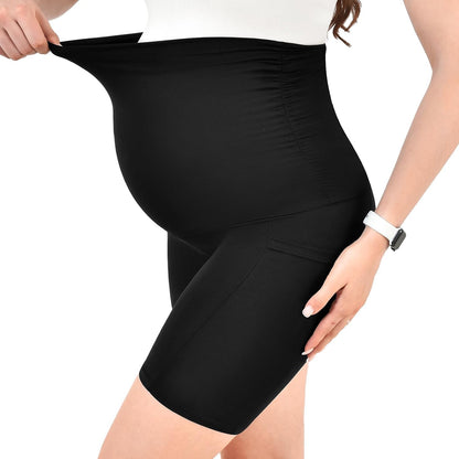 Light Pink Color Deal: Walifrey Women's Maternity Shorts with Pockets Over The Belly,Pregnancy Yoga Pants Activewear Biker Shorts Casual
