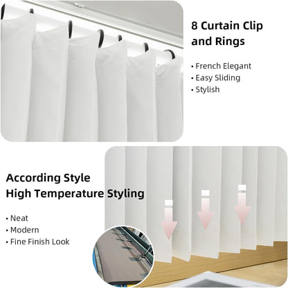 Treatmentex Folding Pleated Extra Wide Room Divider Blackout Curtains for Living Room Bedroom, White Full Blackout Curtains with Hooks for Patio Door, Wall Closet, 60"x84" 1 Panel, Accordion Style