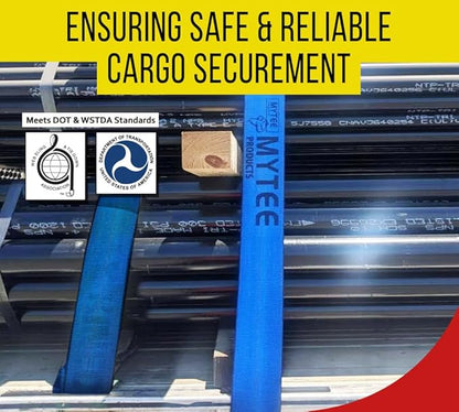 Mytee Products 4" x40' Heavy Duty Winch Straps with Flat Hook WLL# 5400 LBS - Flatbed Tie Down Truck Straps - 4 Inch Cargo Control for Flatbed Truck Utility Trailer (Blue)