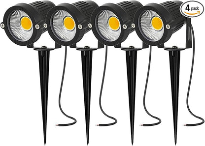 Low Voltage Landscape Lighting Spotlights Outdoor Landscape Lights LED Garden Spot Lights 5W 500LM 12V 24V IP66 Waterproof Landscaping Lights for Pathway Yard Walls Trees Flags(4 Pack)