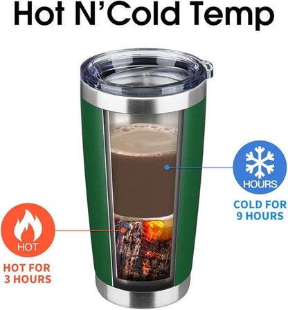 20oz Tumbler Bulk Stainless Steel Vacuum Insulated Tumblers with Lid Double Wall Travel Mug, Powder Coated Coffee Cup, Suitable for Ice Drinks and Hot Beverage (Dark green 1pack)